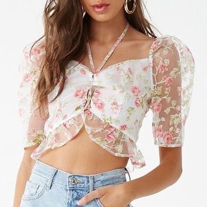 🌸 SHEER FLORAL CROP TOP 🌸